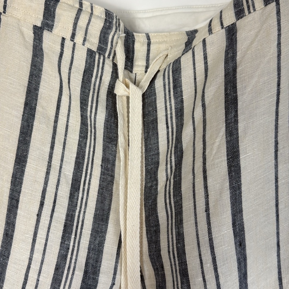 Michael Stars Navy and White Striped 100% Linen Pants Size Medium Like New - Picture 4 of 12